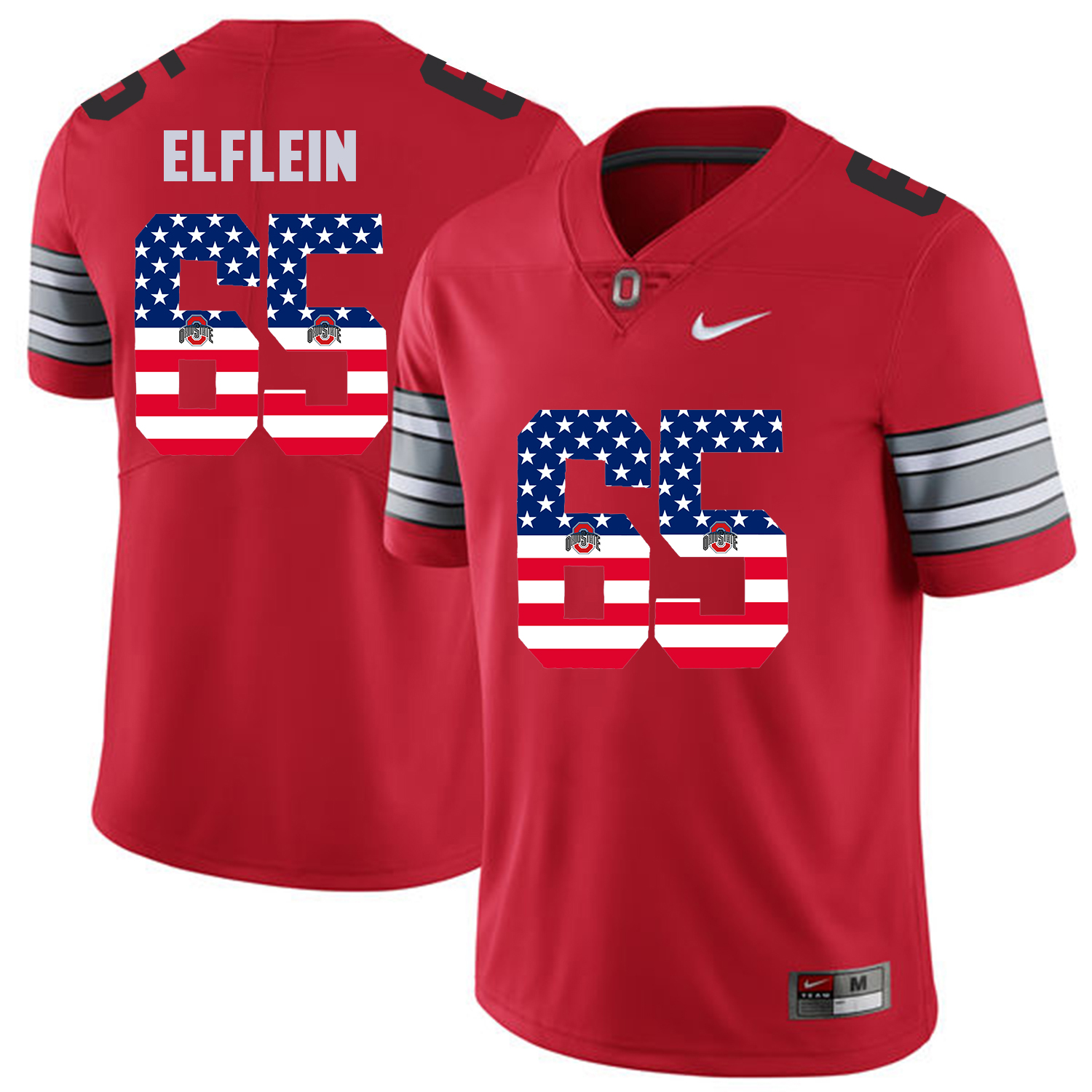 Men Ohio State #65 Elflein Red Flag Customized NCAA Jerseys